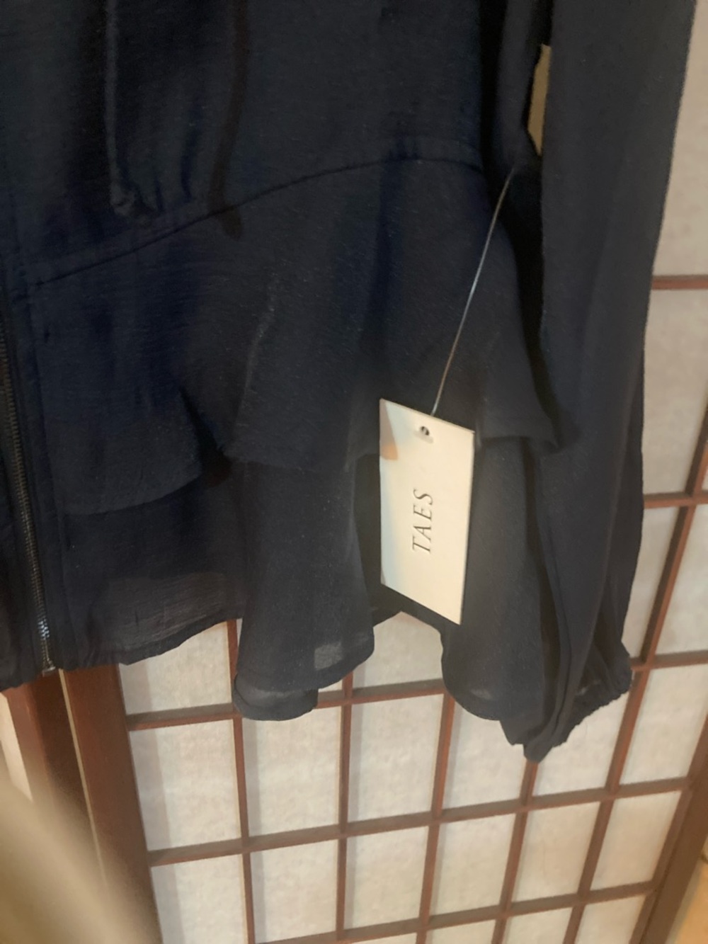 TAE'S Navy Ruffle Zip-Front Lightweight Jacket - Picture 3 of 10